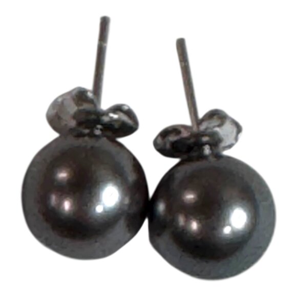 TASAKI 6mm Blue Akoya Pearl Stud Earrings 18K White Gold Vintage Tahitian - Picture 4 of 6